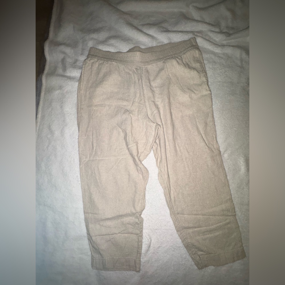 Old Navy Cream Linen Straight Pants